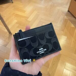 NWT Coach Mini Skinny Id Case In Signature Denim CDN29 denim/Silver/black